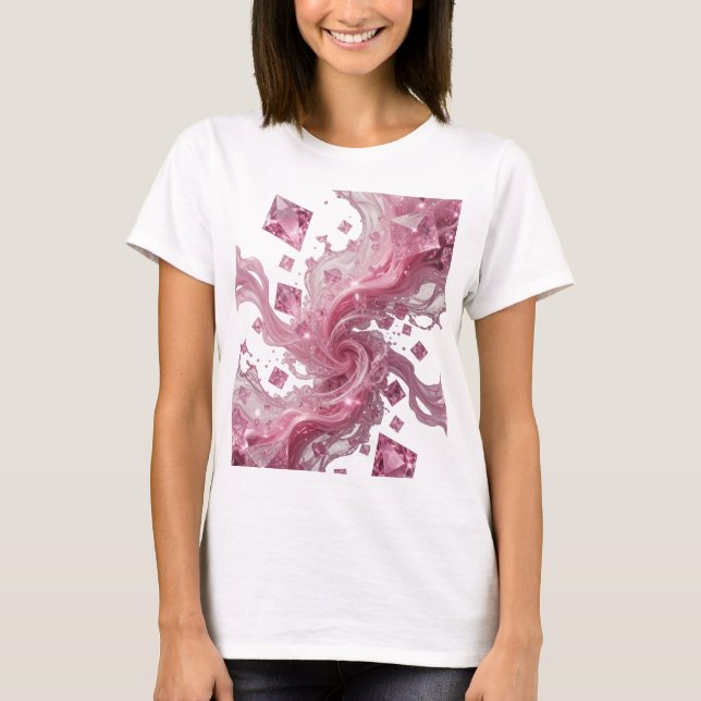 Edgy Silver PINK CRYSTAL SPLASH Statement Tee (Front)