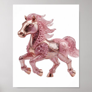 Edgy Silver PINK GLASS HORSE Bold Design Poster