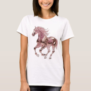 Edgy Silver PINK GLITTER HORSE Statement Design T-Shirt