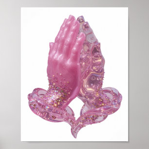 Edgy Silver PRAYING HANDS Poster