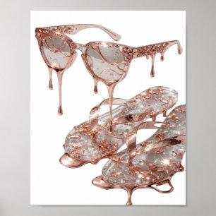 Edgy Silver ROSE GOLD GLAMOUR Print