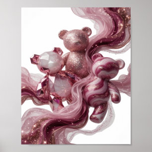Edgy Silver SWAROVSKI BEARS Modern Design Poster