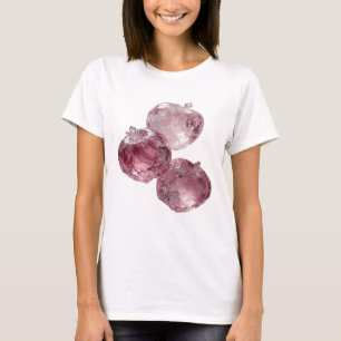 Edgy Silver THREE PINK GLASS APPLES Design T-Shirt