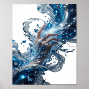 Edgy Silver WATER MAGIC Slogan Design Poster