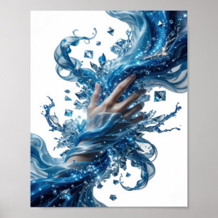 Edgy Silver WATER'S WIZARDRY Bold Design Poster