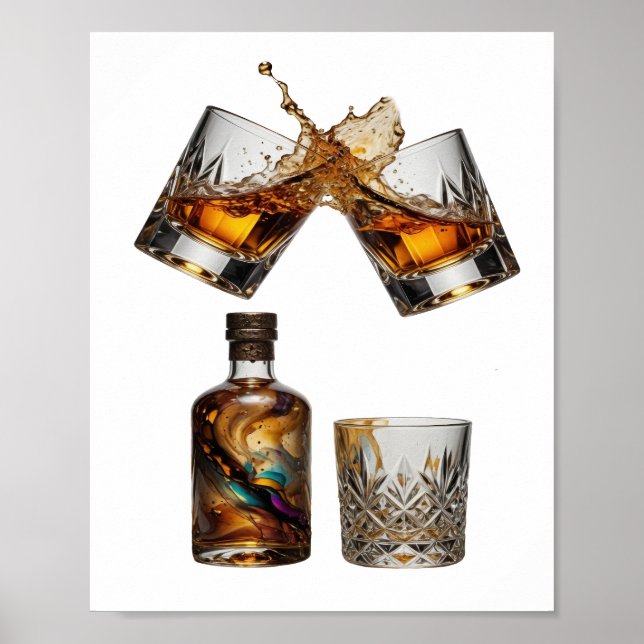 Edgy Silver WHISKY SPLASH Poster (Front)