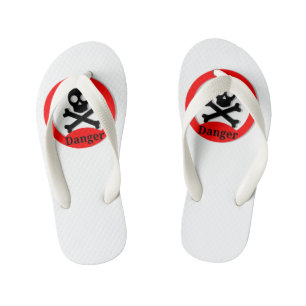 Edgy Skull and Crossbones Flip-Flops Kid's Thongs