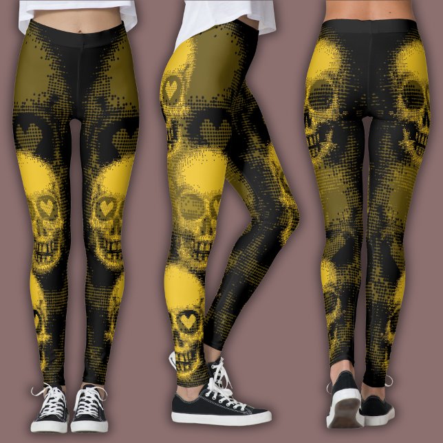 Edgy Skull Pattern | Black and Yellow Leggings (Creator Uploaded)