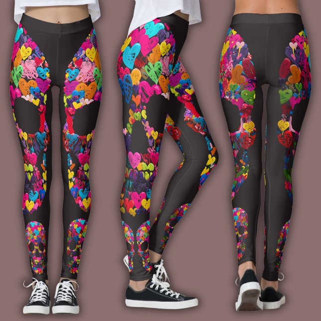 Edgy Skull Pattern | Colourful Skulls on Black Leggings (Creator Uploaded)