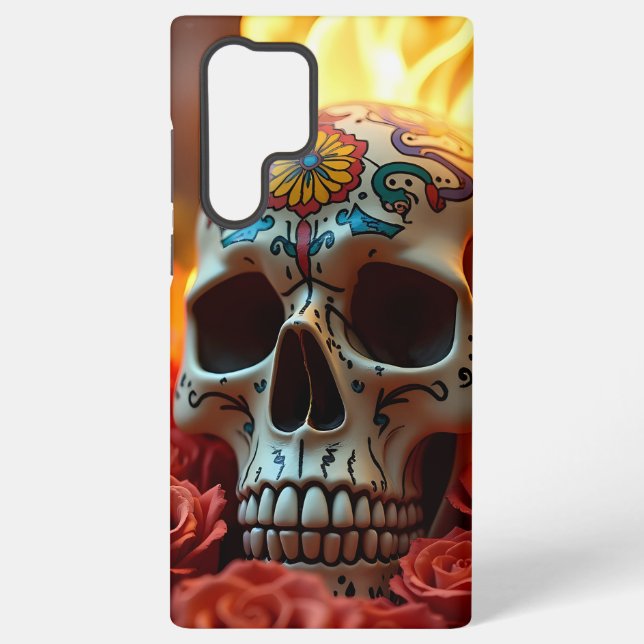 Edgy Skull with Roses & Fire Case – iPhone (Back)