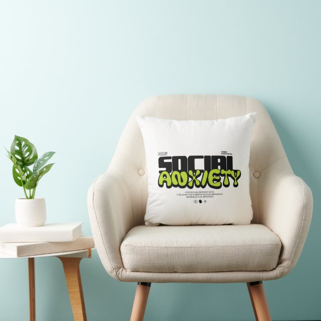 Edgy "Social Anxiety" Glitch Font Cushion (Chair)