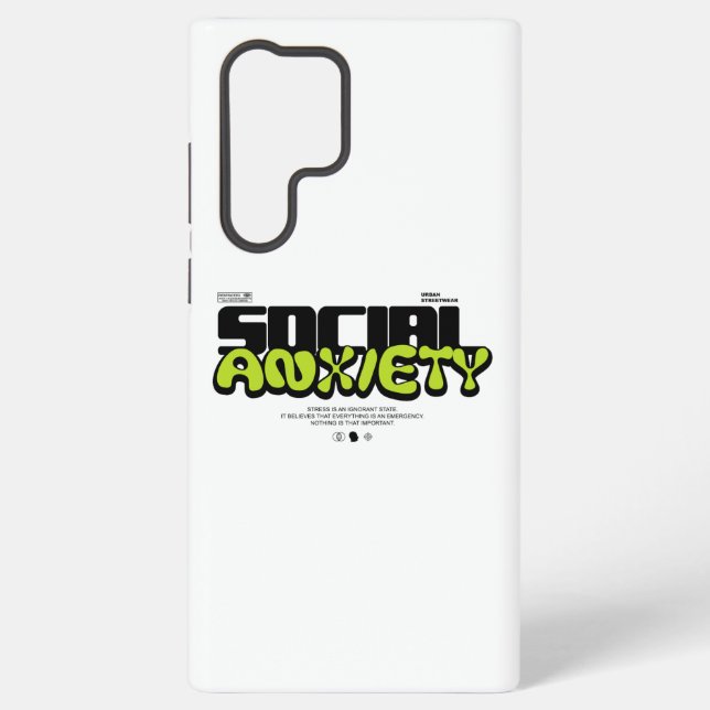 Edgy "Social Anxiety" Glitch Font Samsung Galaxy S22 Ultra Case (Back)