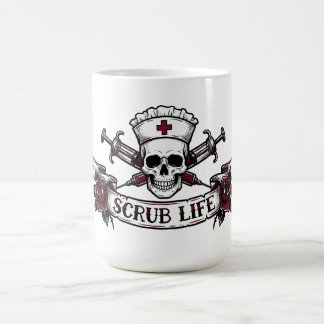 Edgy Tattoo Skull Nurse Scrub Life Coffee Mug