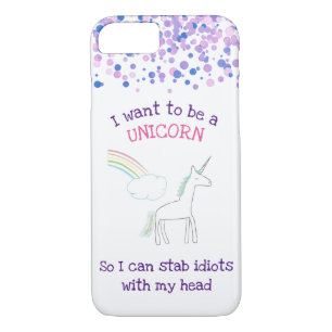 Edgy Unicorn with Rainbow and Confetti Funny iPhone 8/7 Case