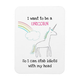 Edgy Unicorn with Rainbow and Confetti Funny Magnet