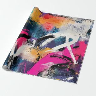 Edgy Urban Graffiti with Vivid Colour Splashes Wrapping Paper