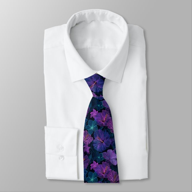 Edgy Valentine Gifts For Dad Tropical Floral Tie (Tied)