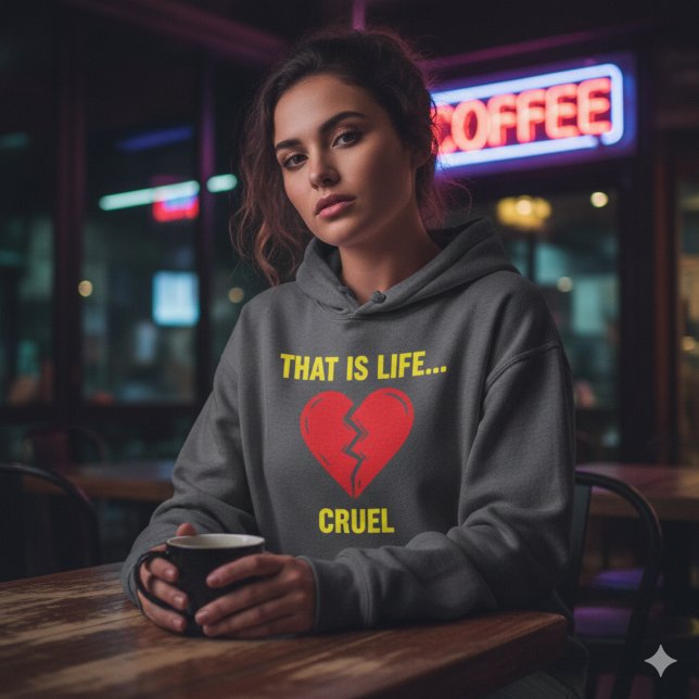 Edgy Y2K Broken Heart Hoodie - That Is Life Cruel  (Creator Uploaded)