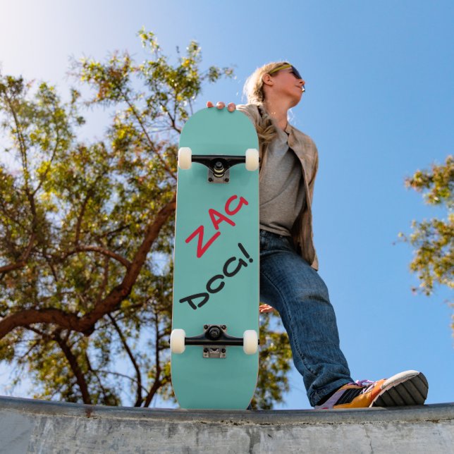 Edgy Zag Dog Teal  Skateboard (Outdoor 1)