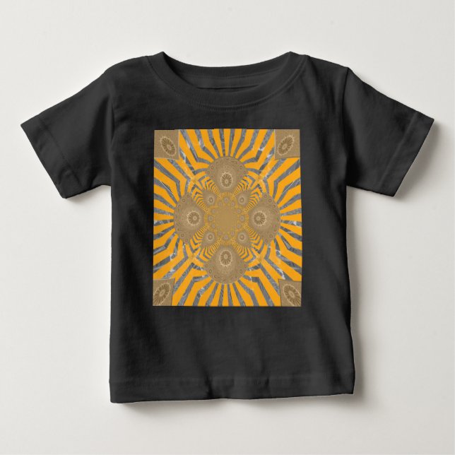 Edgy Zebra Elegance: A Golden Yellow Print Baby T-Shirt (Front)