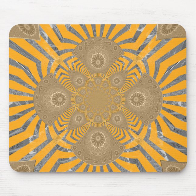Edgy Zebra Elegance: A Golden Yellow Print Mouse Pad (Front)