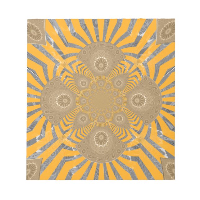 Edgy Zebra Elegance: A Golden Yellow Print Notepad (Front)