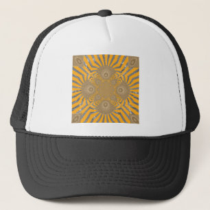 Edgy Zebra Elegance: A Golden Yellow Print Trucker Hat