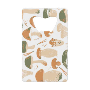 Edible Mushrooms Linocut Vintage Pattern