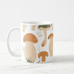 Edible Mushrooms Linocut Vintage Pattern Coffee Mug