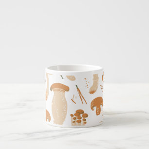 Edible Mushrooms Linocut Vintage Pattern Espresso Cup