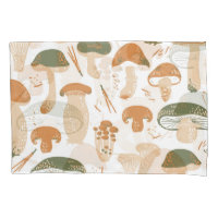 Edible Mushrooms Linocut Vintage Pattern