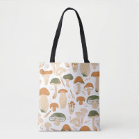 Edible Mushrooms Linocut Vintage Pattern