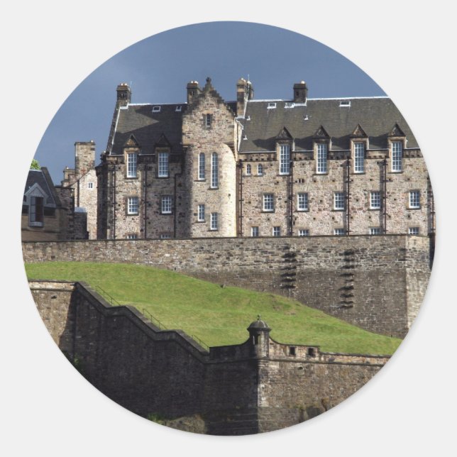 edinburgh castle classic round sticker (Front)