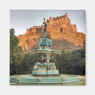 Edinburgh Castle Fountain Princes Street Gardens Magnet