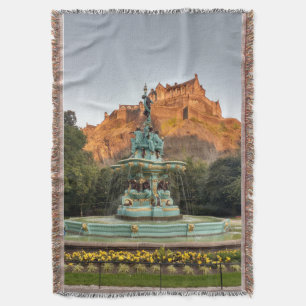 Edinburgh Castle Fountain Princes Street Gardens Throw Blanket