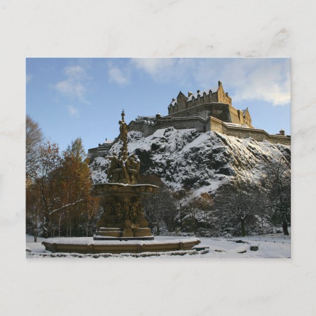 Edinburgh Castle in winter Postcard (Front)