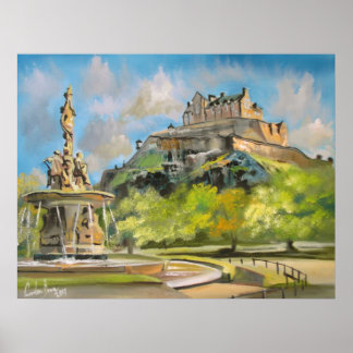 Edinburgh castle oil painting Gordon Bruce art Poster