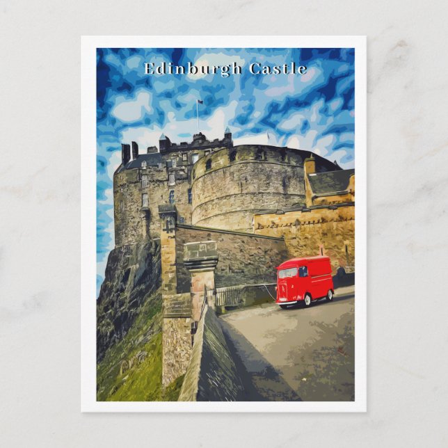 Edinburgh Castle Scotland Retro Style Postcard (Front)