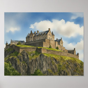 Edinburgh Castle Scotland Watercolor Art Print