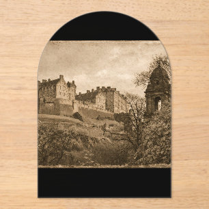 Edinburgh Castle Sepia Photograph Acrylic Invitations