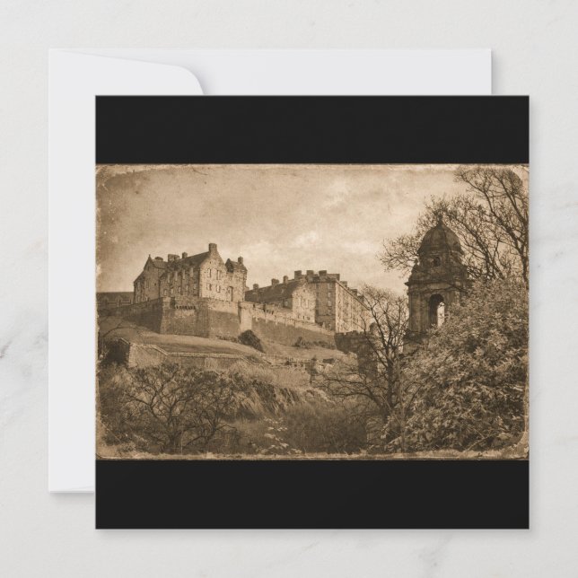 Edinburgh Castle Sepia Photograph Invitation (Front)