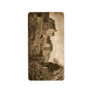 Edinburgh Castle Sepia Photograph Label