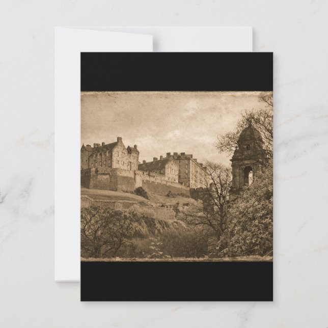 Edinburgh Castle Sepia Photograph RSVP Card (Front)