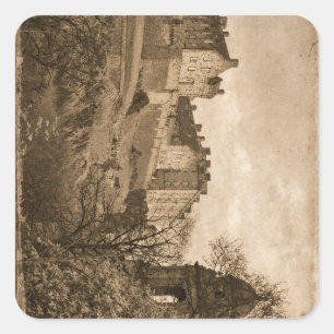 Edinburgh Castle Sepia Photograph Square Sticker