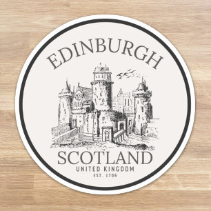 Edinburgh Castle Sticker Vintage Travel Art