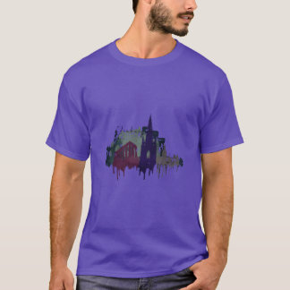Edinburgh City Scotland Watercolor Skyline funny T-Shirt