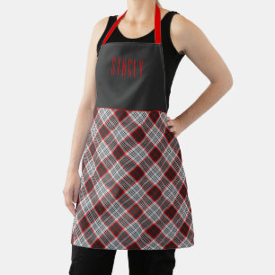 Edinburgh City Tartan Plaid Blue Red Apron