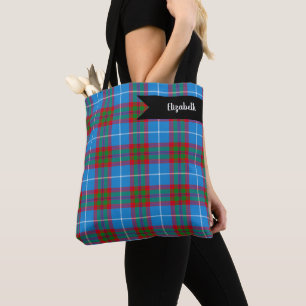 Edinburgh City Tartan Plaid Blue Red Purple Tote Bag