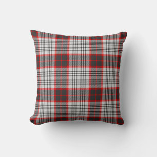 Edinburgh City Tartan Plaid Grey Black Red Cushion
