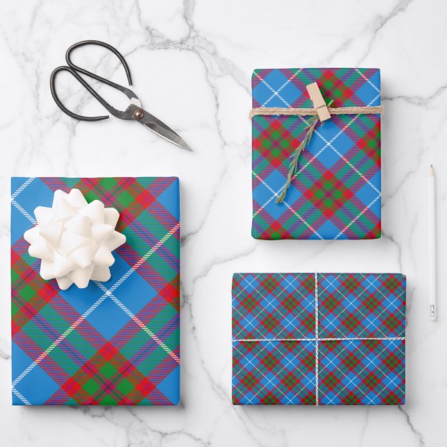 Edinburgh City Tartan Plaid Pattern Design Wrapping Paper Sheet (Front)